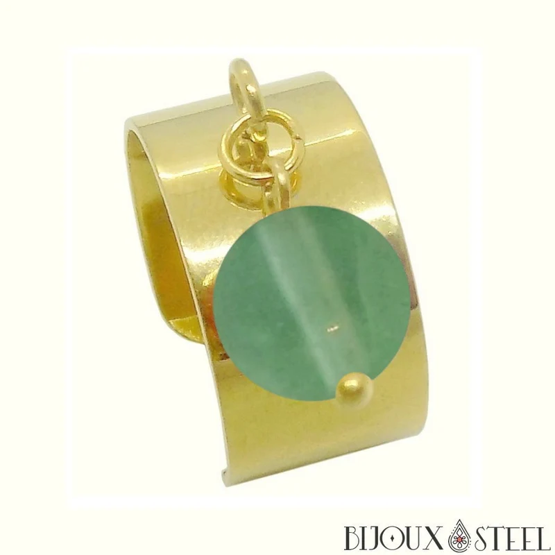 Bague large ajustable à perle de fluorite verte