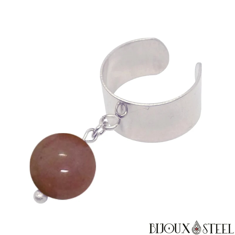 Bague large ajustable à perle d'agate indienne