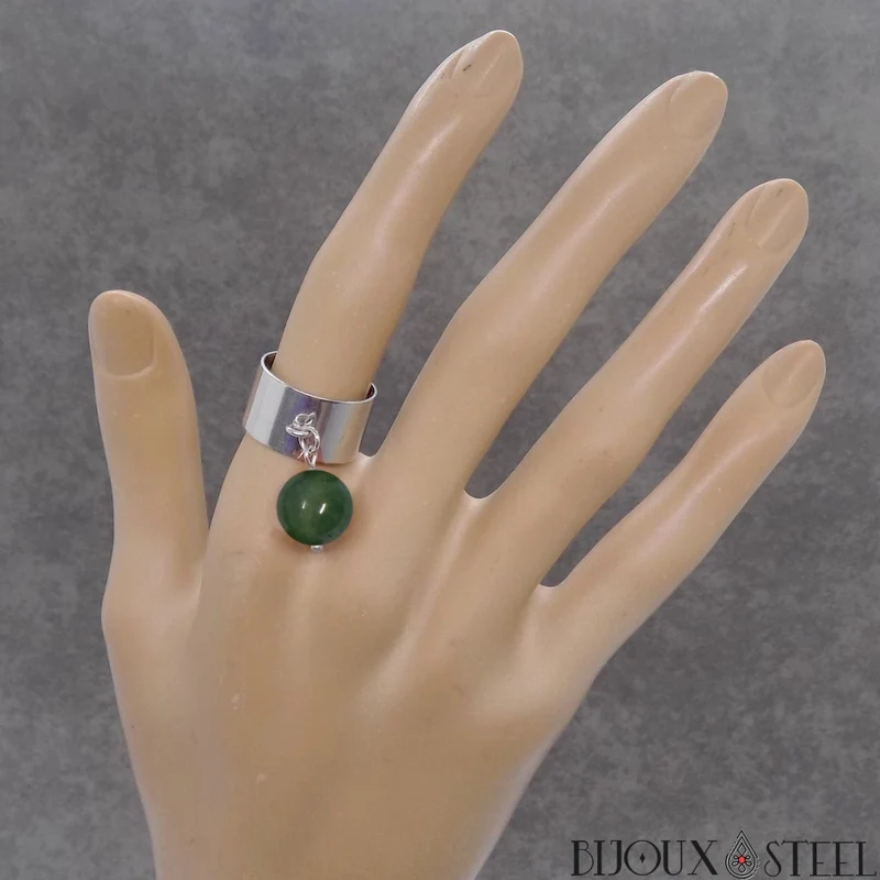 Bague large ajustable à perle d'agate indienne