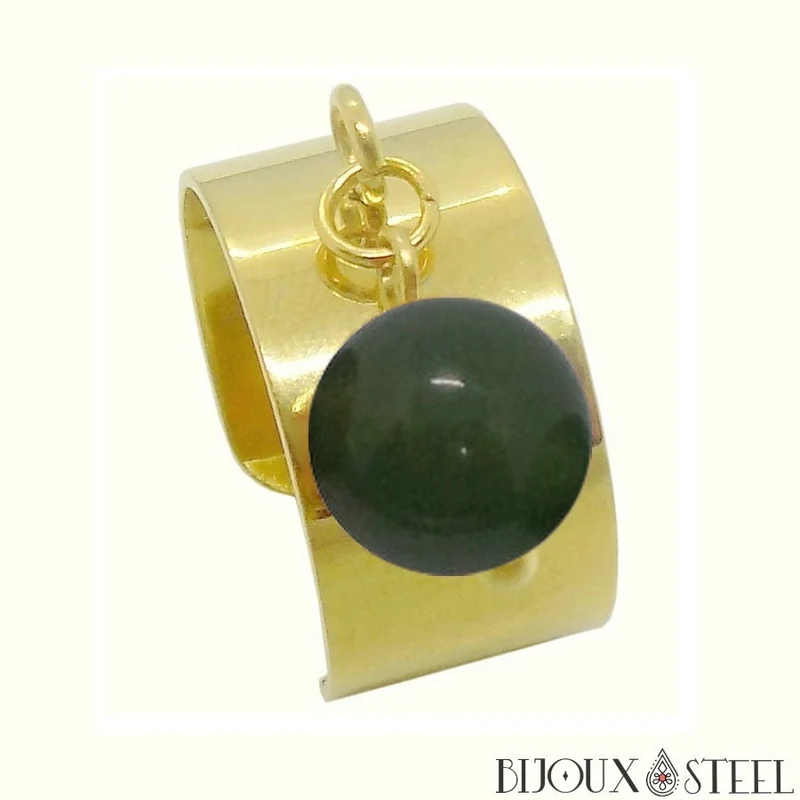 Bague large ajustable à perle d'agate indienne