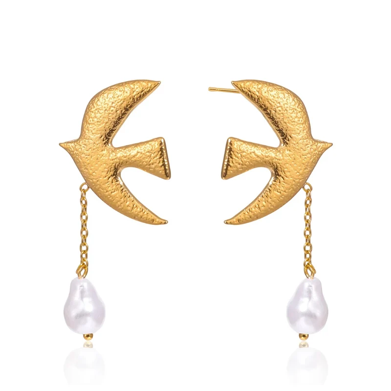 Boucles d'Oreilles Oiseaux et Perles