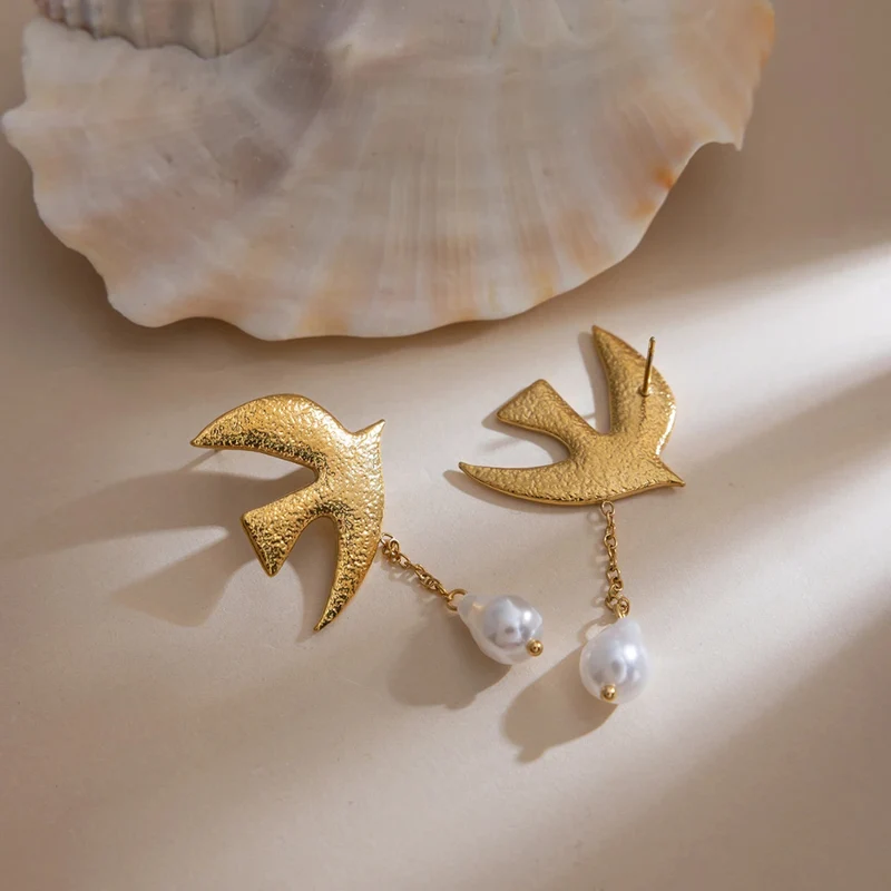 Boucles d'Oreilles Oiseaux et Perles