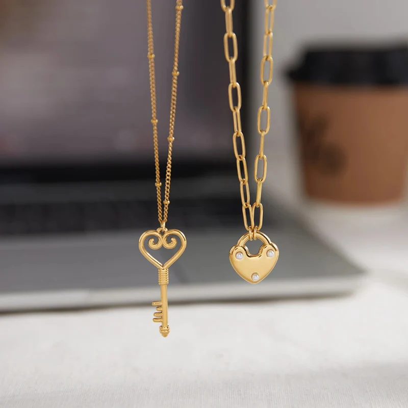 Double Collier Clé & Coeur Cadenas