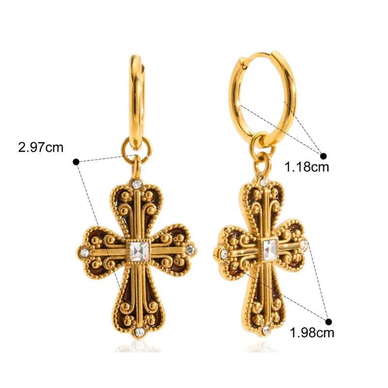 Boucles d'Oreilles Croix Vintage