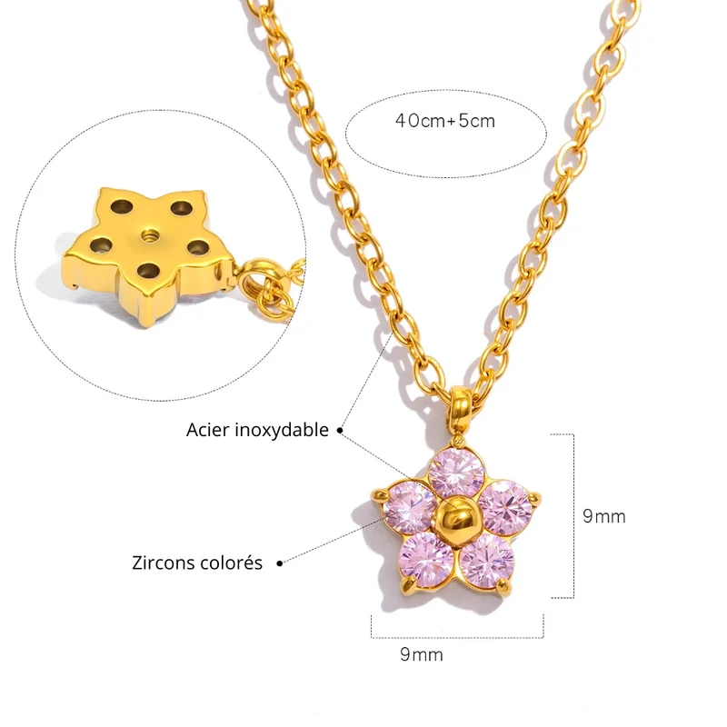 Collier petite Fleur Strass