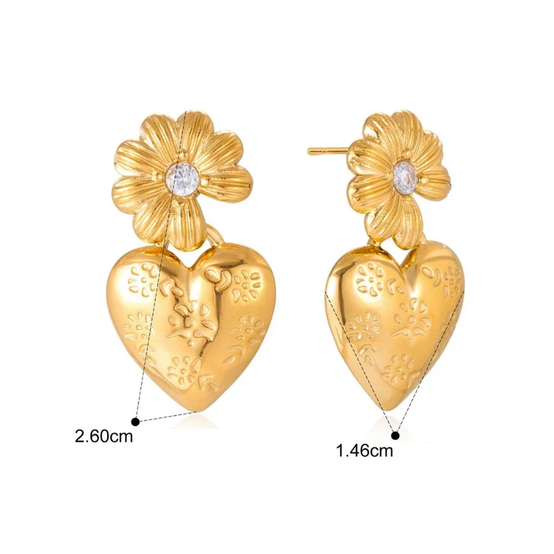 Boucles d'Oreilles Fleur et Coeur