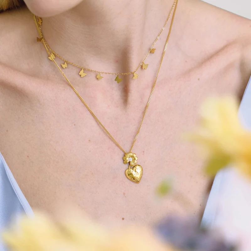 Collier Fleur et Coeur