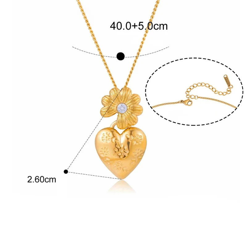 Collier Fleur et Coeur