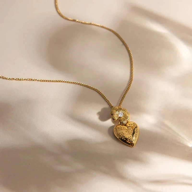 Collier Fleur et Coeur