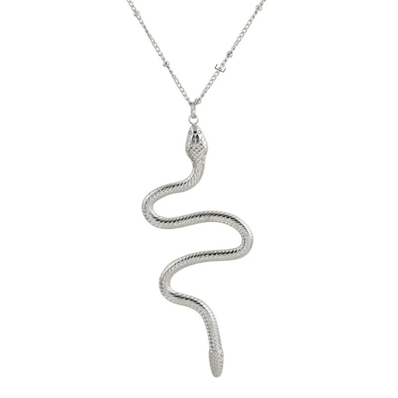 Collier pendentif long Serpent