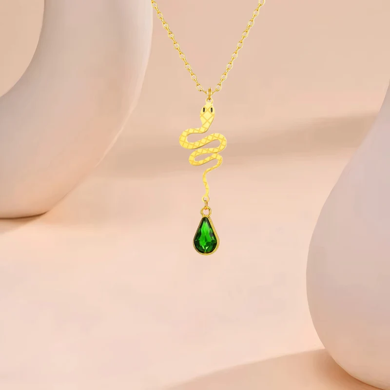 Collier Serpent Perle Verte