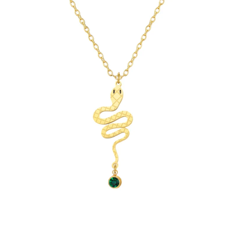 Collier Serpent Perle Verte