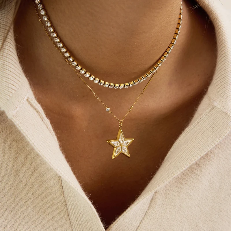 Collier pendentif Étoile Strass