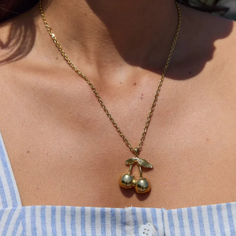 Collier Cerise Or Femme