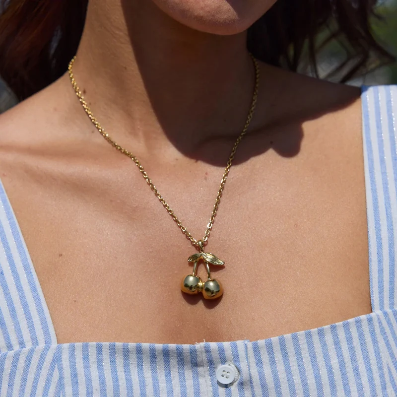 Collier Cerise Or Femme
