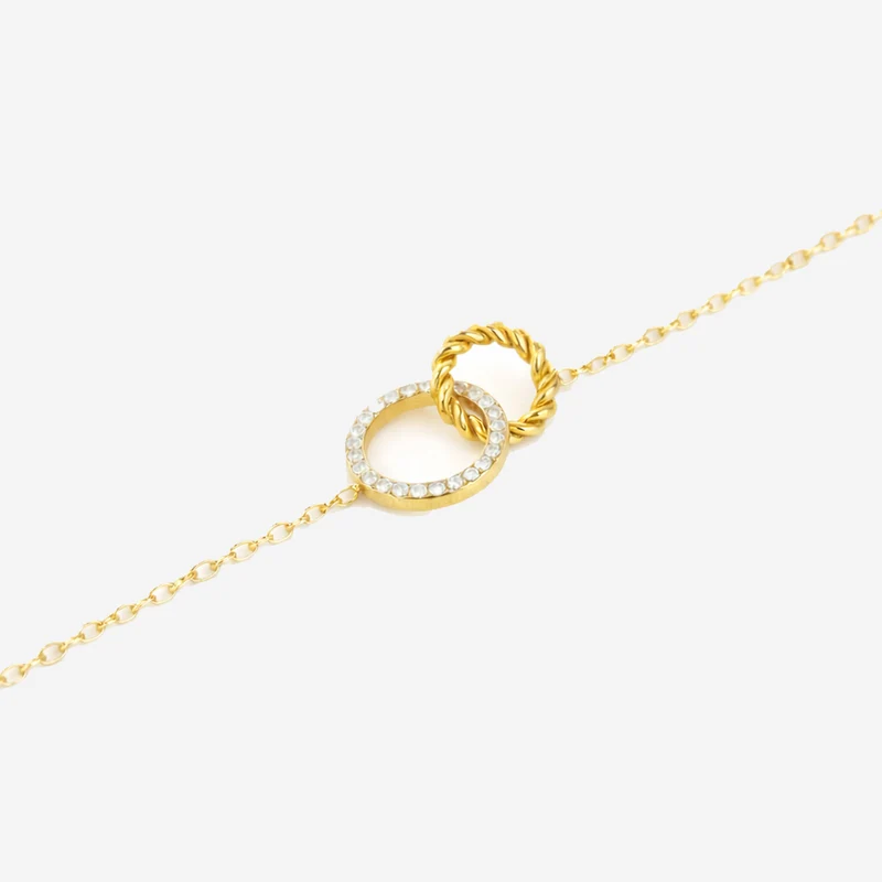 Bracelet Double Cercle avec Petits Cristaux