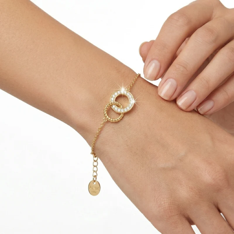 Bracelet Double Cercle avec Petits Cristaux