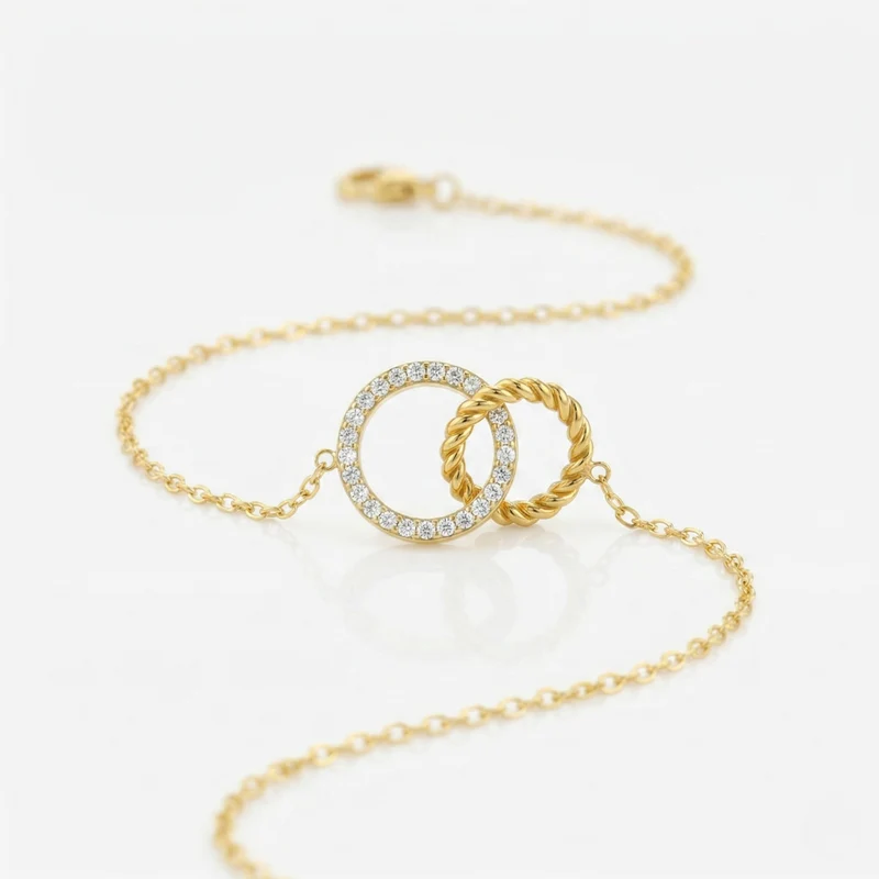 Bracelet Double Cercle avec Petits Cristaux