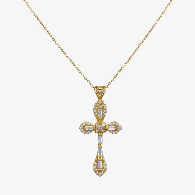 Collier Croix Minimaliste avec Cristaux Brillants