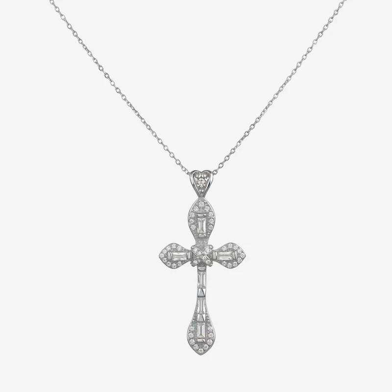 Collier Croix Minimaliste avec Cristaux Brillants