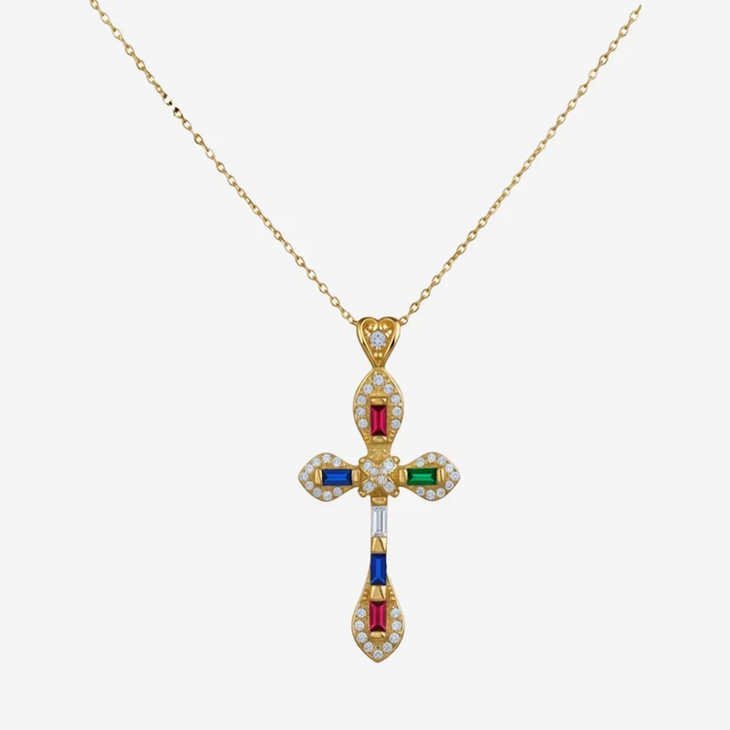 Collier Croix Minimaliste avec Cristaux Brillants