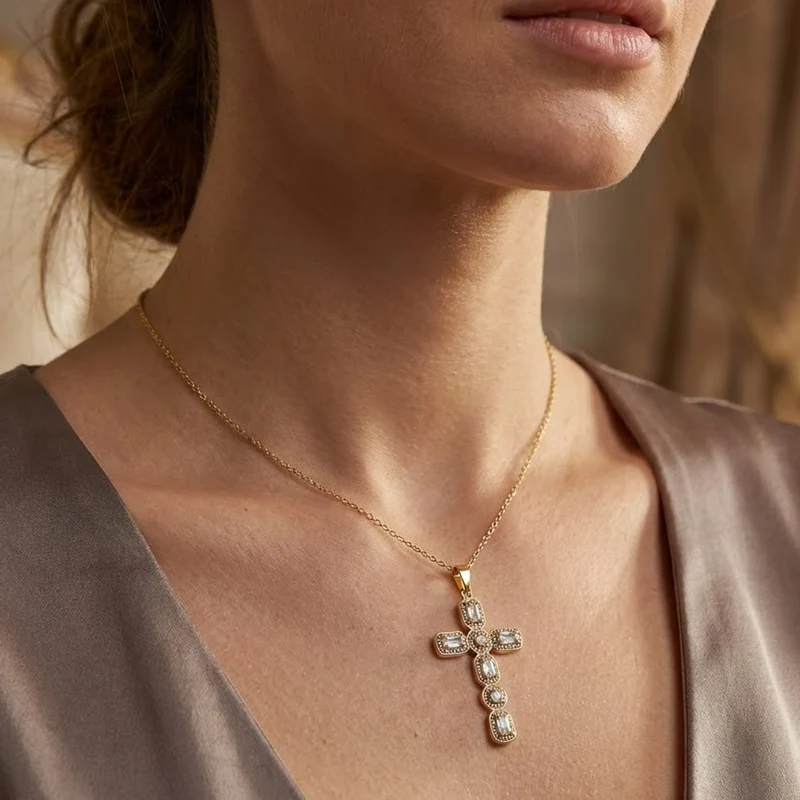 Collier Croix en Cristaux Raffiné