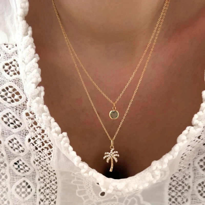 Collier "Lee" vert plaqué or