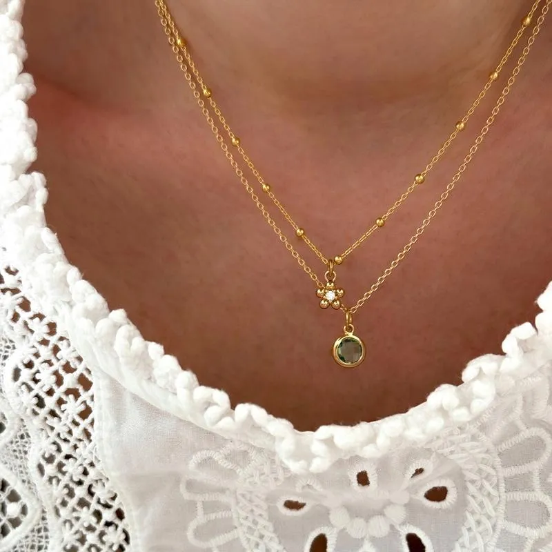 Collier "Lee" vert plaqué or