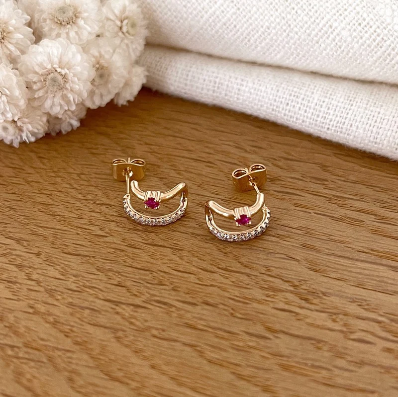 Boucles d'oreilles "Samira" rose plaqué or