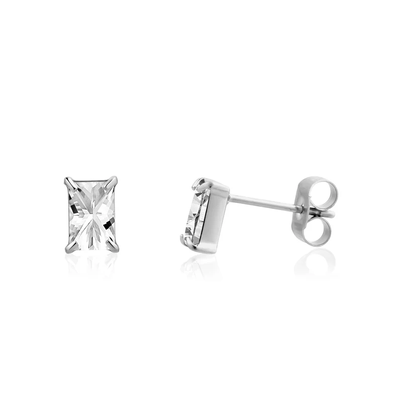 Clous d'oreilles classiques en forme d'émeraude