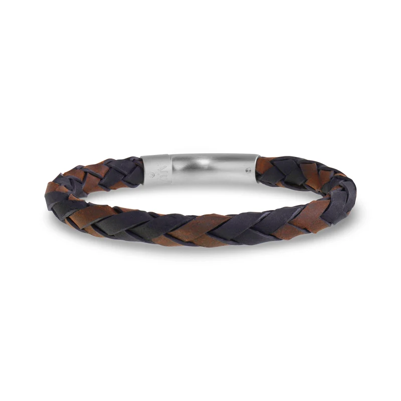 Bracelet en cuir noir et marron | 6MM