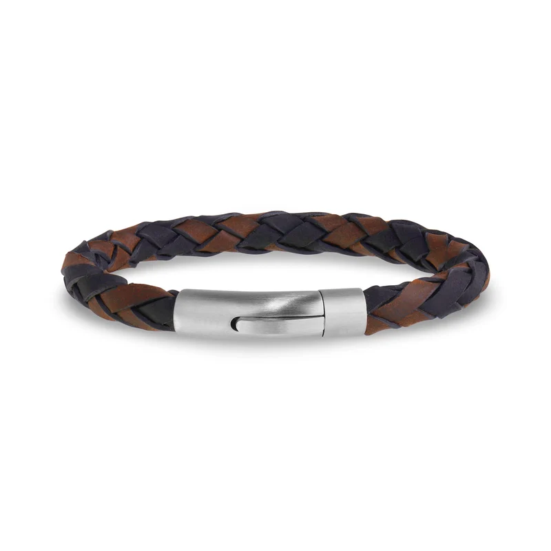 Bracelet en cuir noir et marron | 6MM