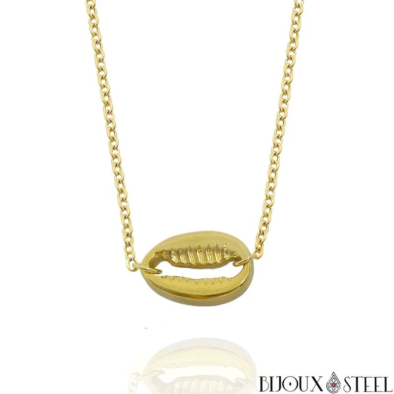 Collier coquillage en acier inoxydable