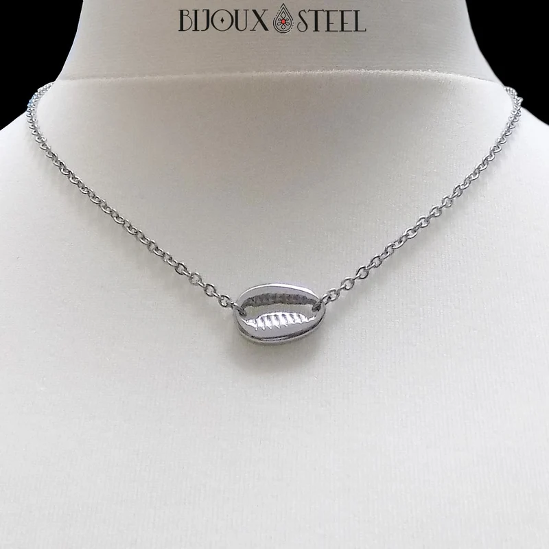 Collier coquillage en acier inoxydable