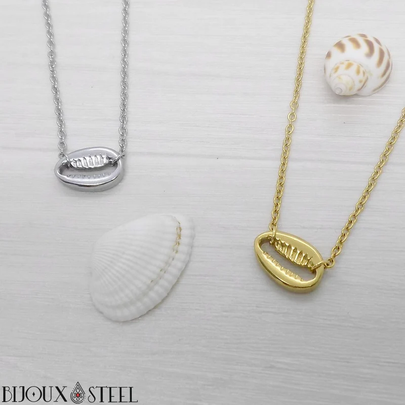 Collier coquillage en acier inoxydable