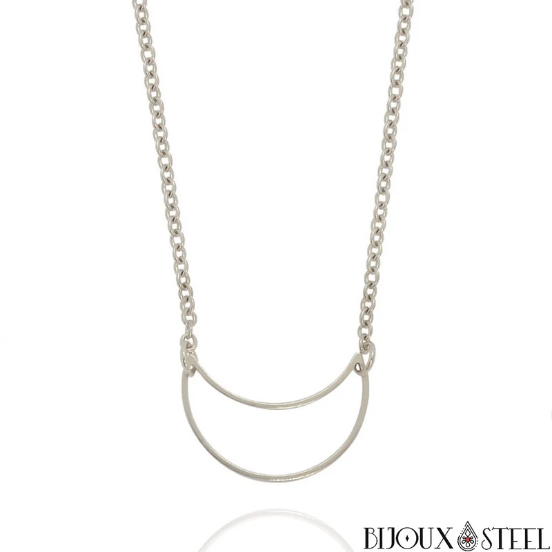 Collier croissant de Lune en acier inoxydable