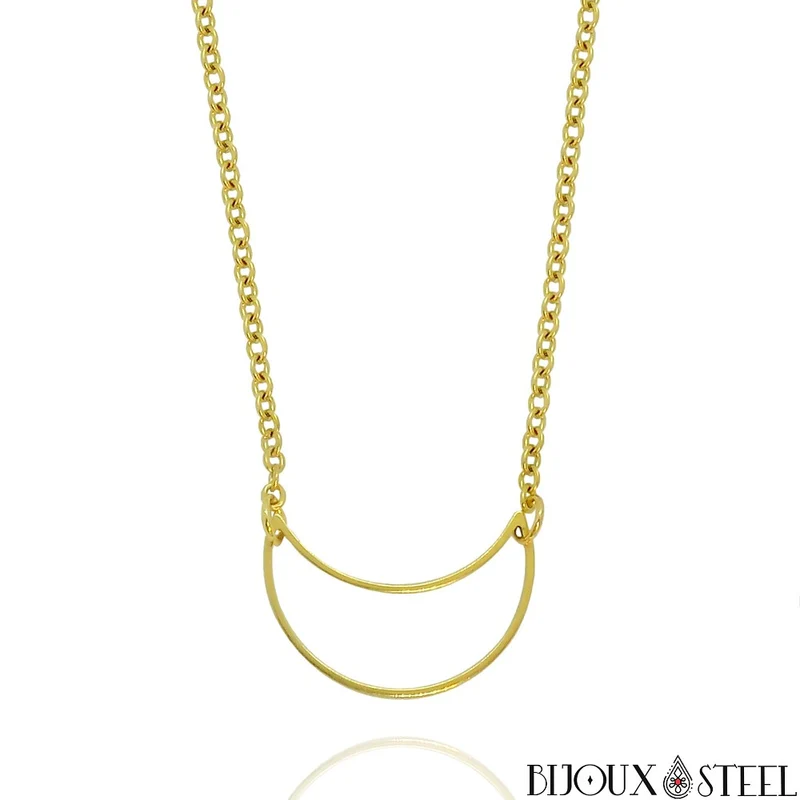 Collier croissant de Lune en acier inoxydable
