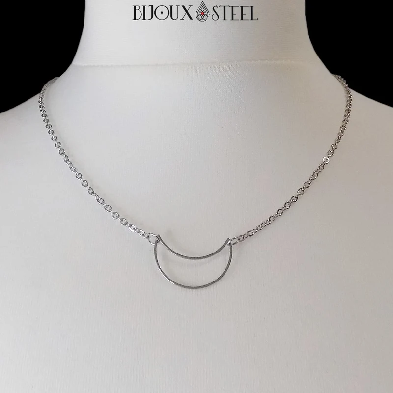 Collier croissant de Lune en acier inoxydable