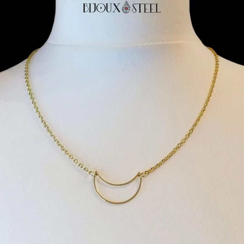 Collier croissant de Lune en acier inoxydable