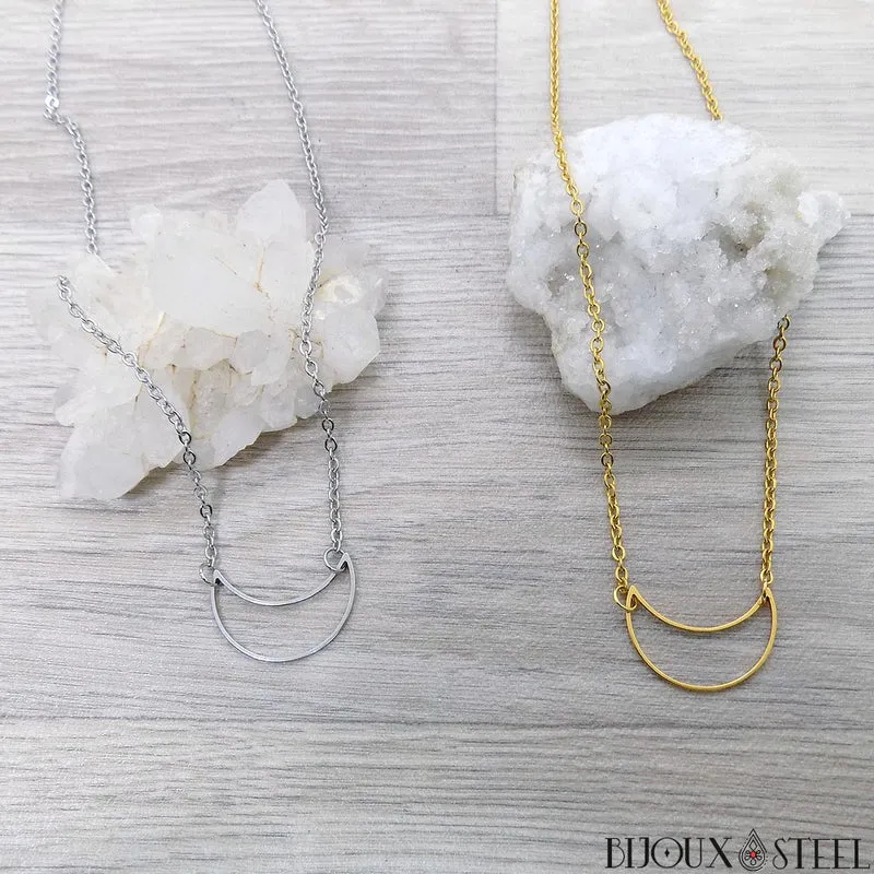 Collier croissant de Lune en acier inoxydable