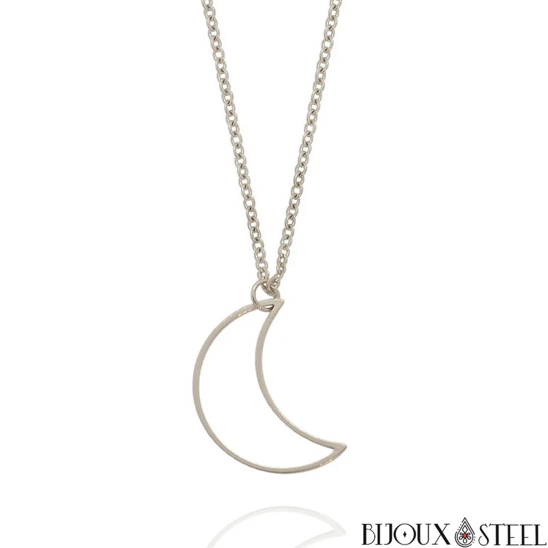 Collier à pendentif Lune en acier inoxydable