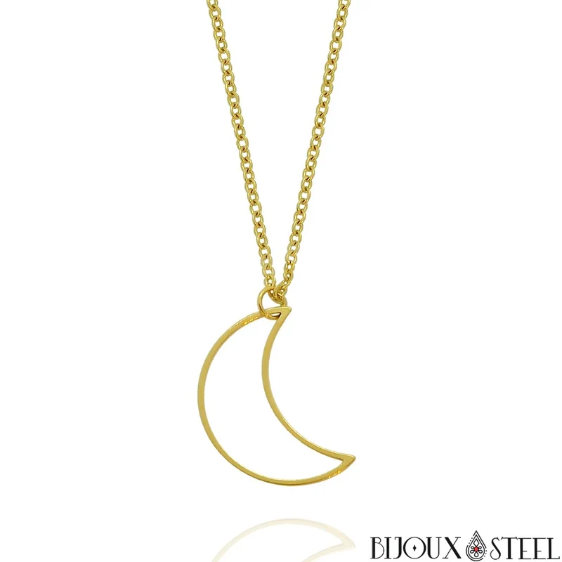 Collier à pendentif Lune en acier inoxydable