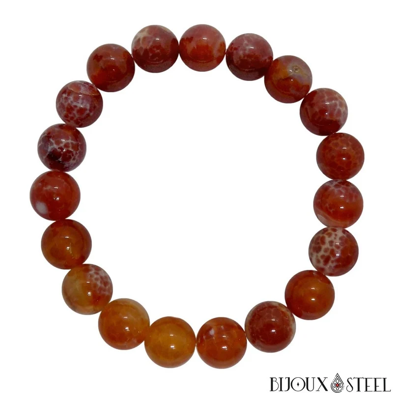 Bracelet en perles d'agate de feu 10mm