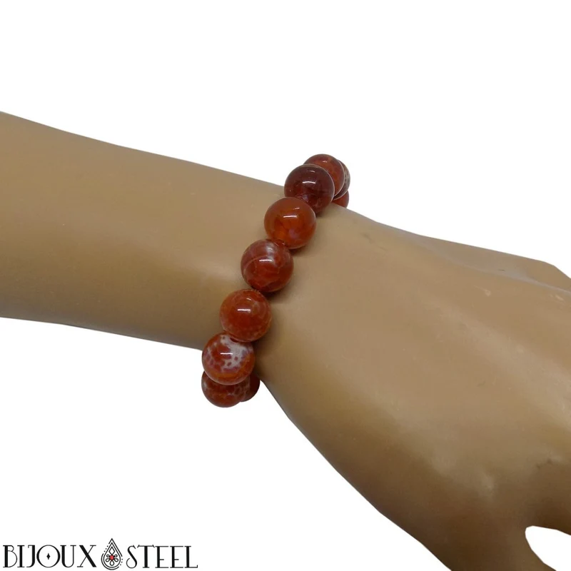 Bracelet en perles d'agate de feu 10mm
