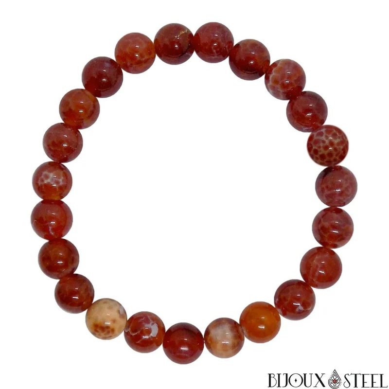 Bracelet en perles d'agate de feu 8mm