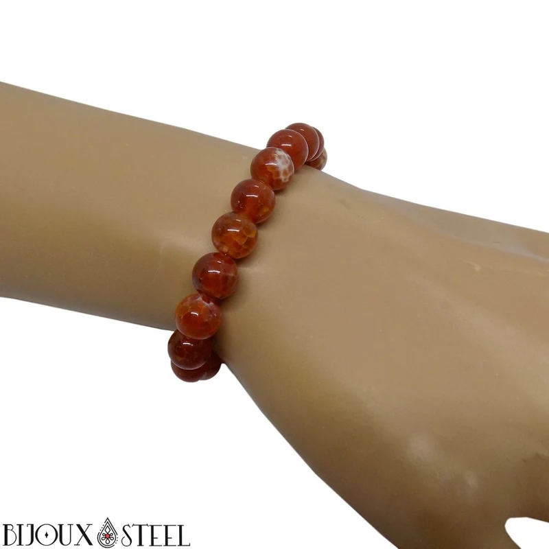 Bracelet en perles d'agate de feu 8mm