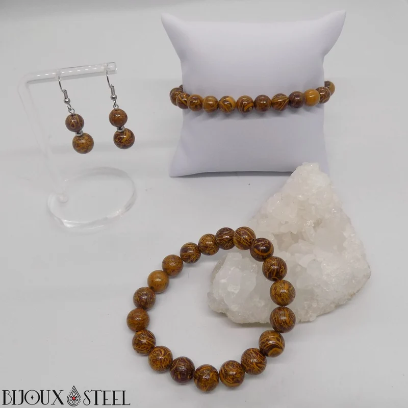 Bracelet en perles de jaspe éléphant 10mm