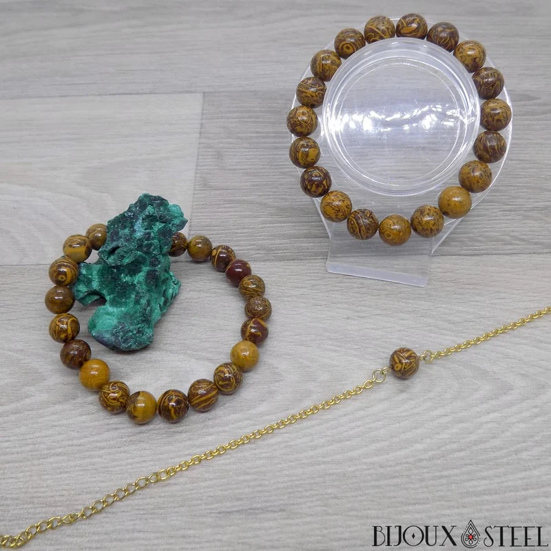 Bracelet en perles de jaspe éléphant 8mm