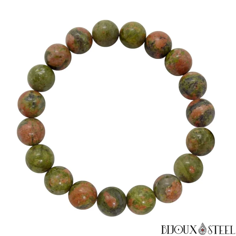 Bracelet en perles d'unakite 10mm