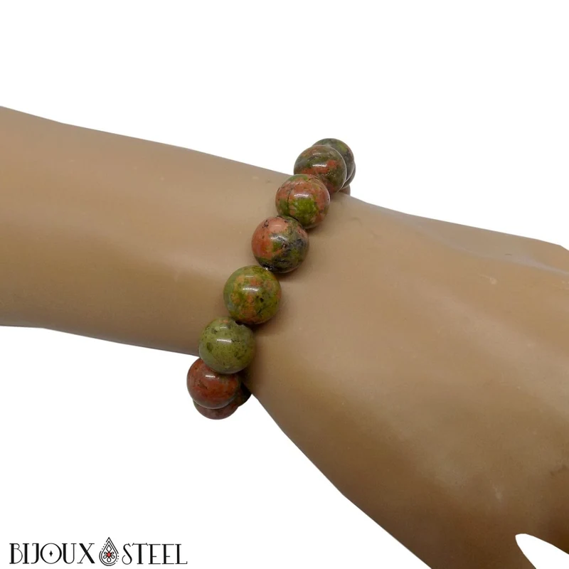 Bracelet en perles d'unakite 10mm